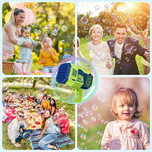 132 Holes Automatic Bubble Machine Racket Launcher For Kids - KIDZMART