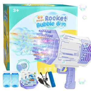 69 Hole Automatic Electric Bubble Machine Racket Launcher - KIDZMART