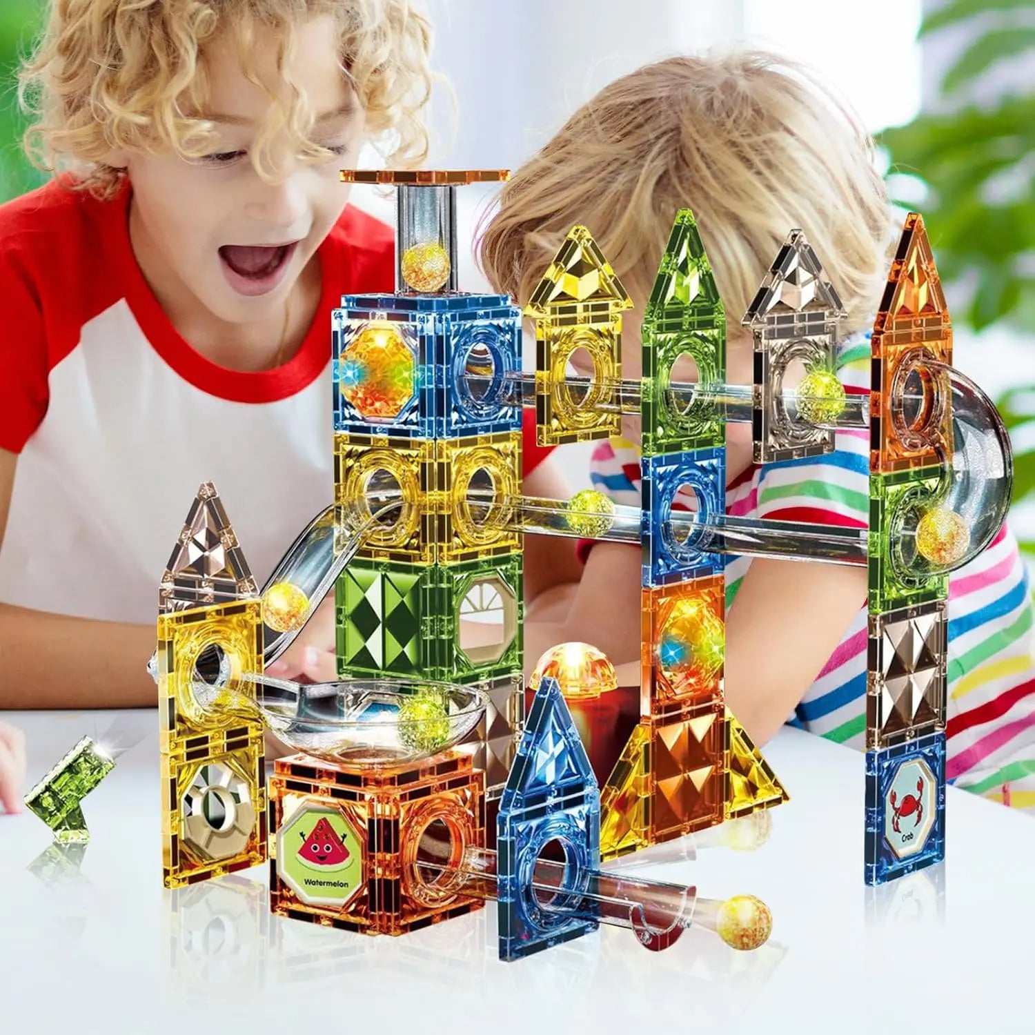 Transparent Magnetic Tiles Building Blocks 32Pc