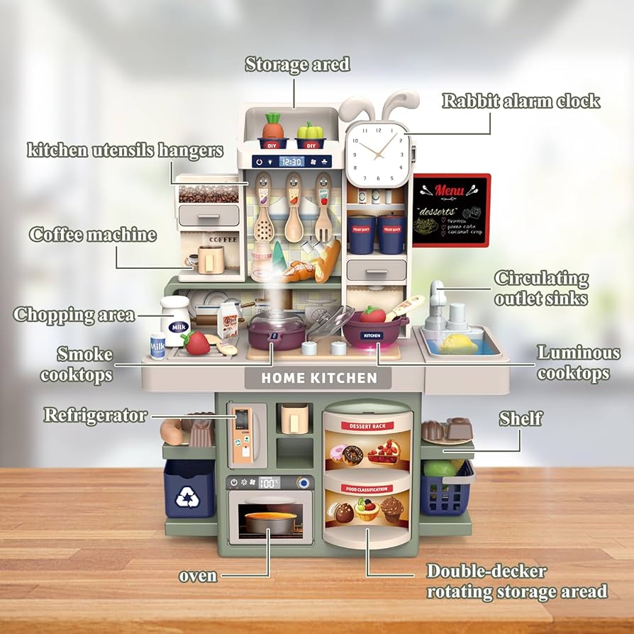 Play Kitchen Set on Table with Cooking Stove