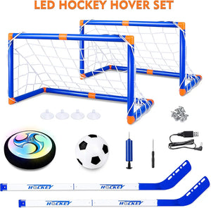 CUKU Kids Toys - Hover Hockey Set with Rechargeable Hover Soccer 2 Goals - Air Power Training Ball Playing Hockey Game - Hockey Toys 3 4 5 6 7 8 9 10 11 12 Year Old Boys Girls Best Gift