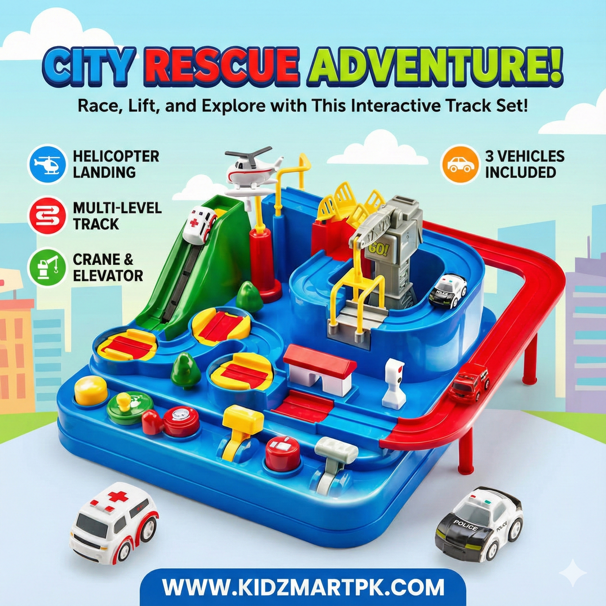 Car Adventure Track With 4 Cars