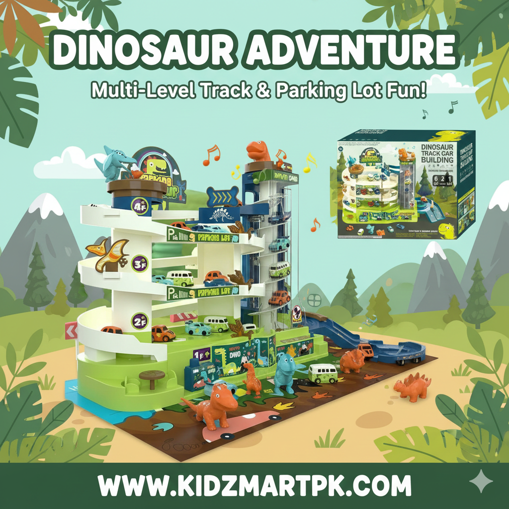 Dinosaur Track Car Building & Parking Garage