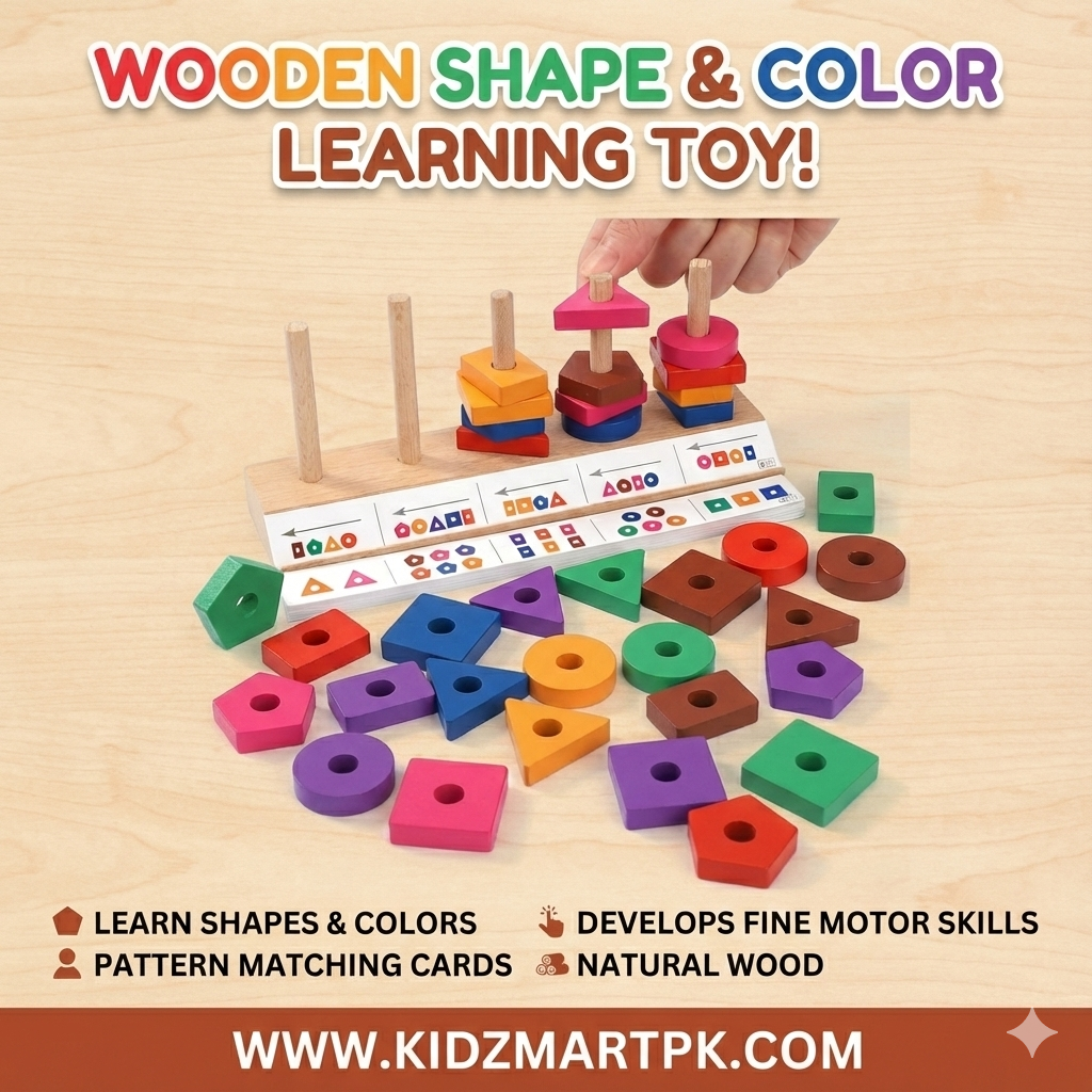 π§© Wooden Geometric Stacking Puzzle β Early Learning Toy for Toddlers