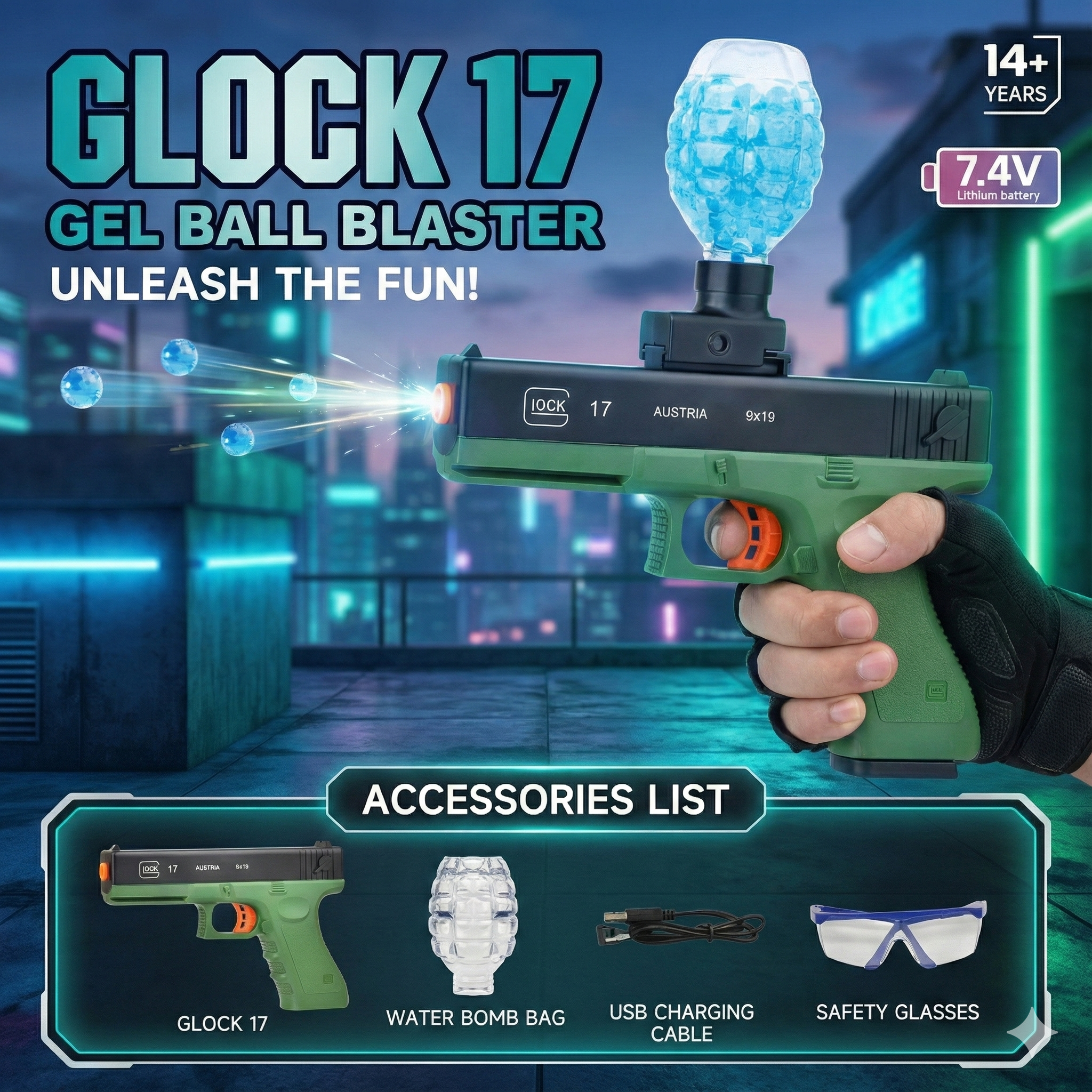 Glock-Style Electric Gel Ball Pistol