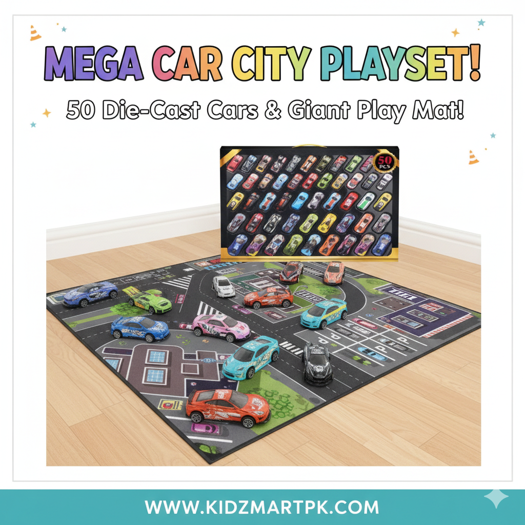 50-Piece Diecast Car & PlayMat Set