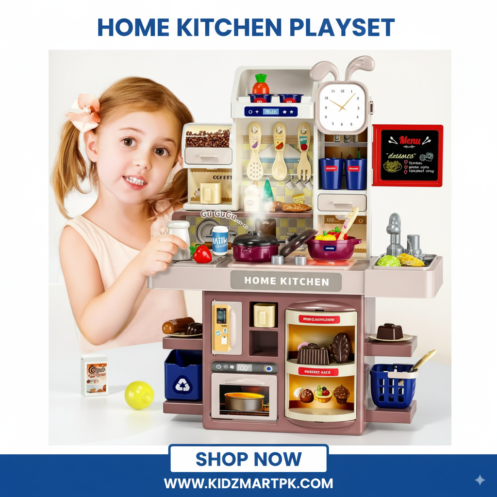 Play Kitchen Set on Table with Cooking Stove