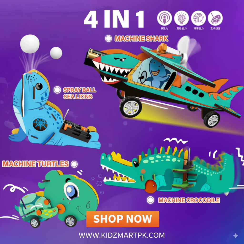 4-in-1 DIY Assembly Wooden Electric Puzzle Toy for Kids