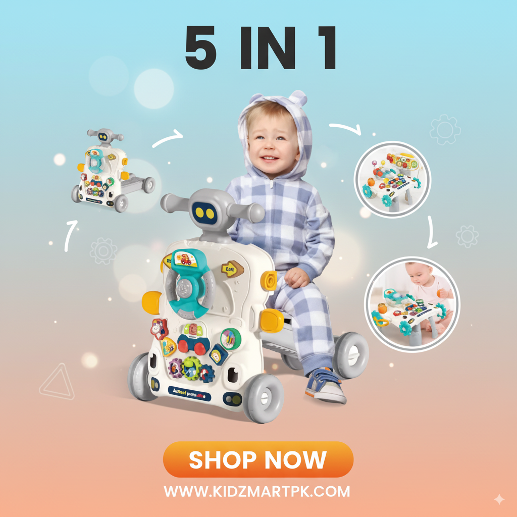 5-in-1 Baby Walker & Activity Ride-On