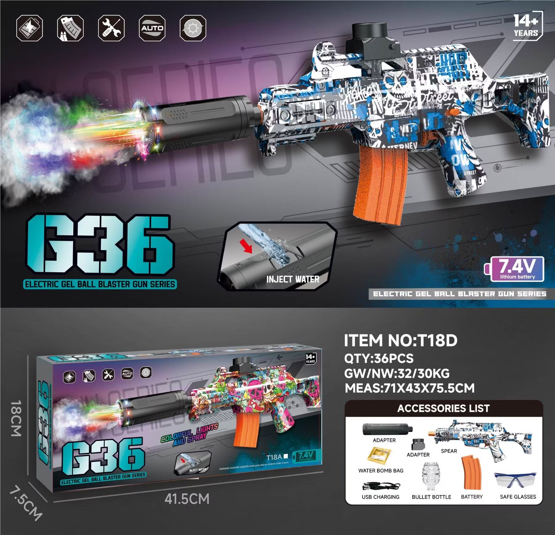 G36 Electric Gel Ball Blaster Gun
