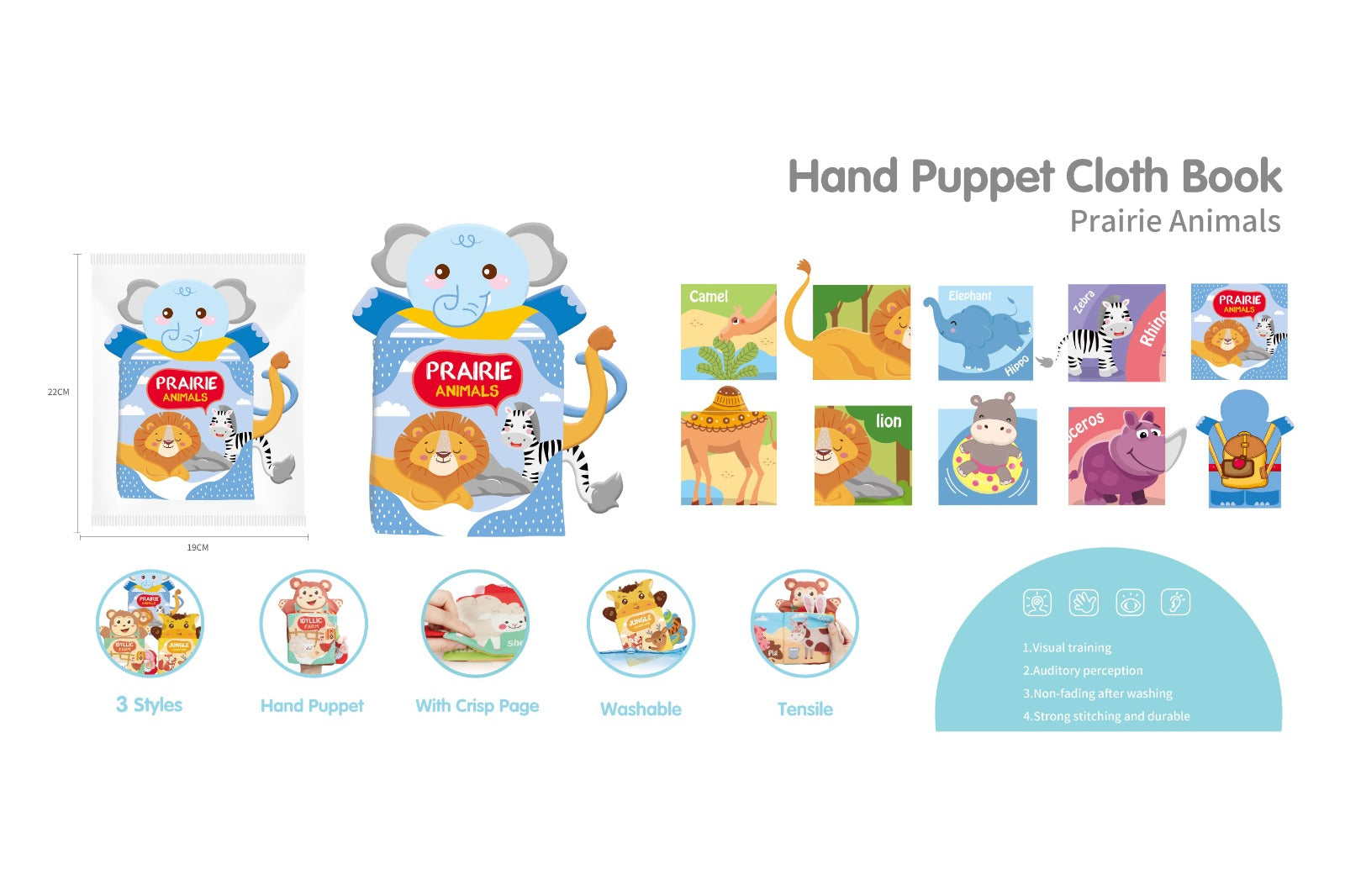 Hand Puppet Fabric Books – 3D Animal toy