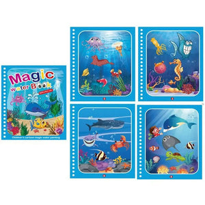 Children Magical Book with Pen Water Drawing Montessori Reusable Book - KIDZMART