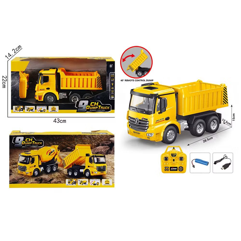 🚚 RC Dump Truck Building Toy with LED Light – For Kids