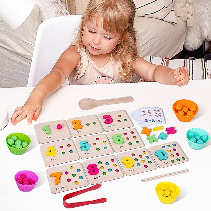 Montessori Numbers and Balls Math Board puzzle game