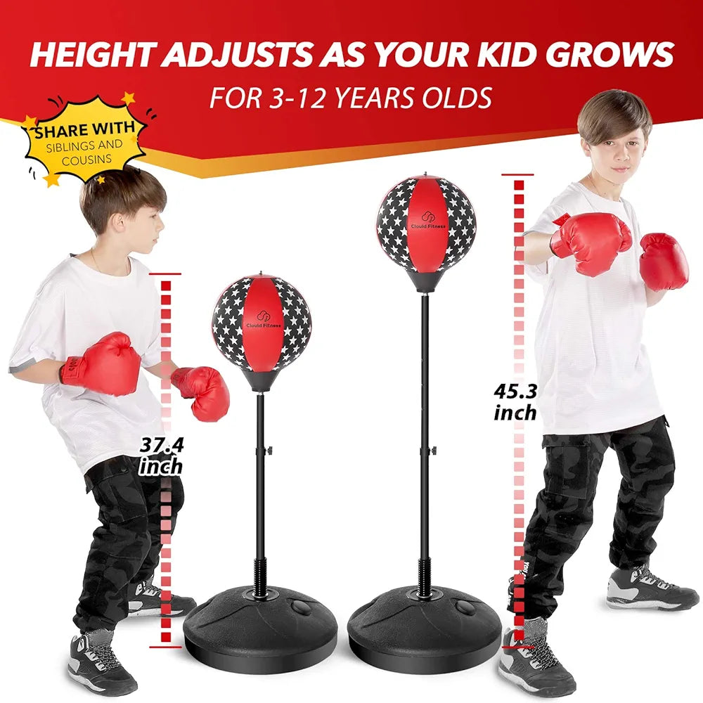 Cloud Fitness Punching Bag with Stand for Kids- Excellent Boxing Gloves, Perfect and Portable Design, Great Gift for Boys & Girls for Exercise and Fun Activities