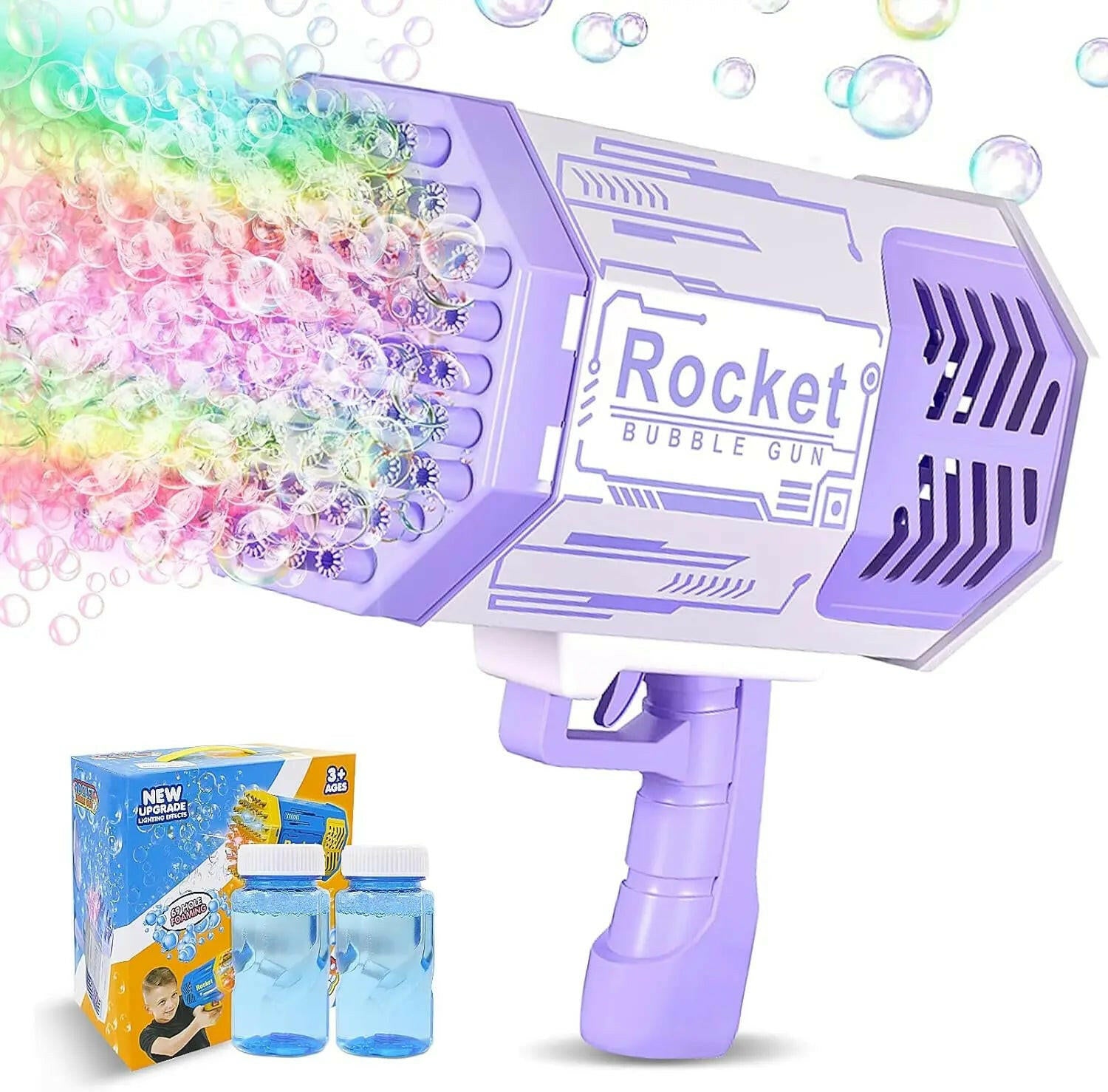 69 Hole Automatic Electric Bubble Machine Racket Launcher - KIDZMART