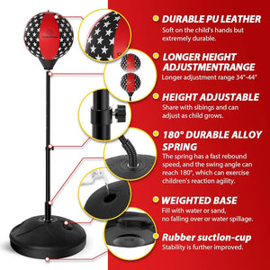 Cloud Fitness Punching Bag with Stand for Kids- Excellent Boxing Gloves, Perfect and Portable Design, Great Gift for Boys & Girls for Exercise and Fun Activities