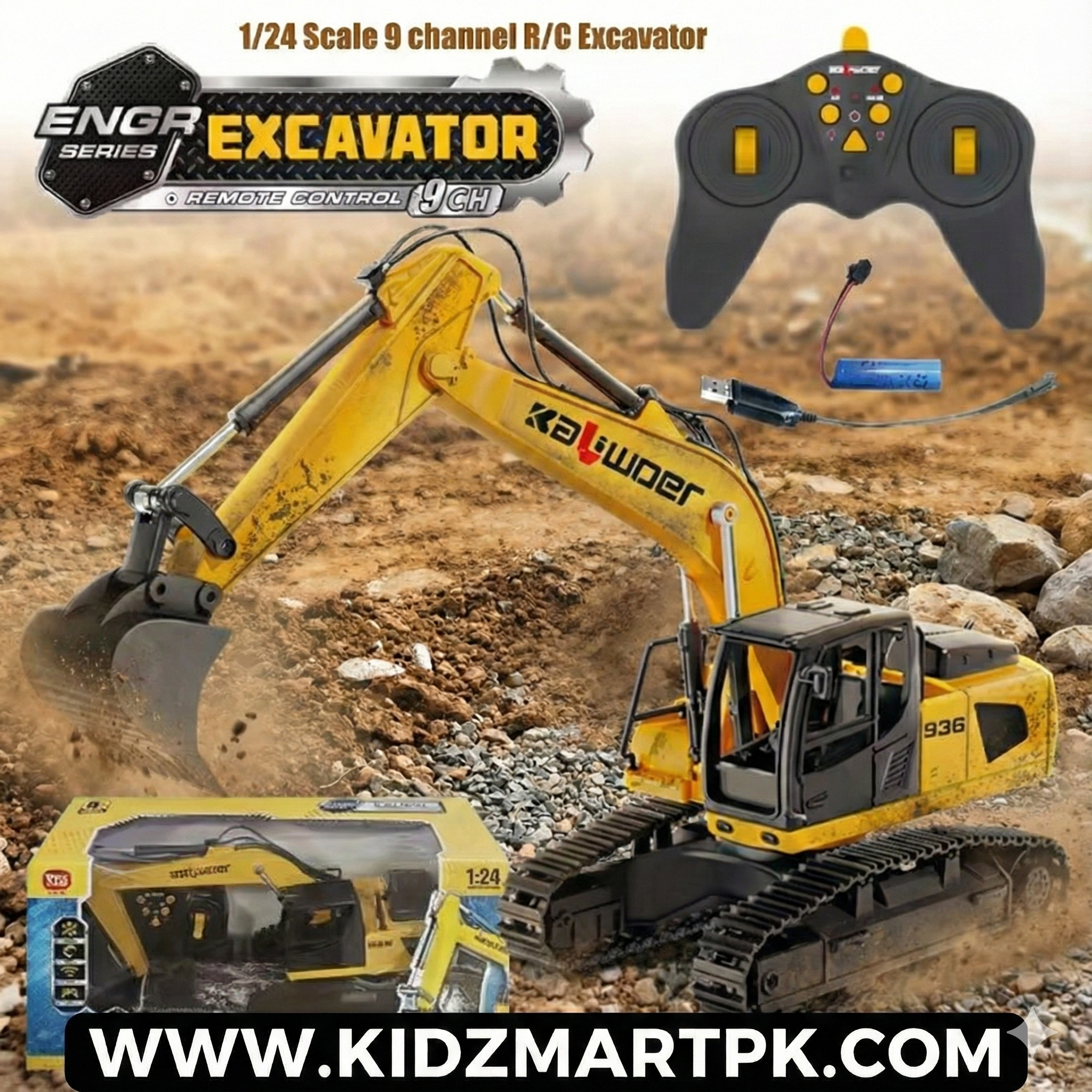 1/24 Scale 9-Channel R/C Excavator