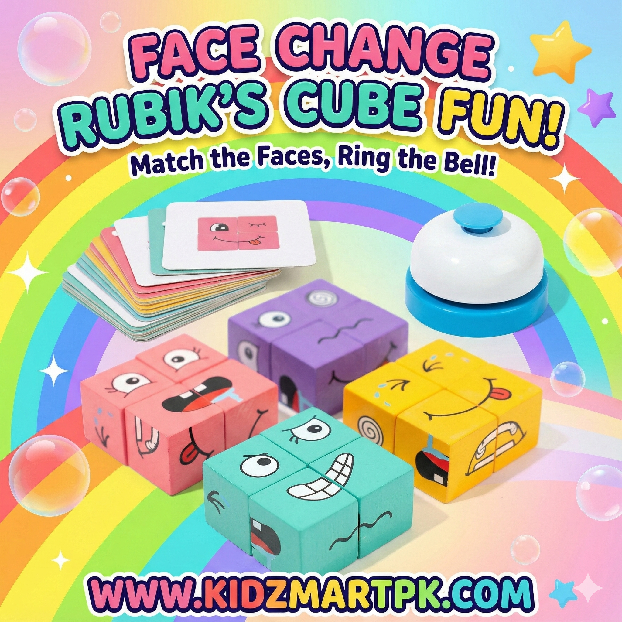 Face Changing Cube Game With Bell for Kids