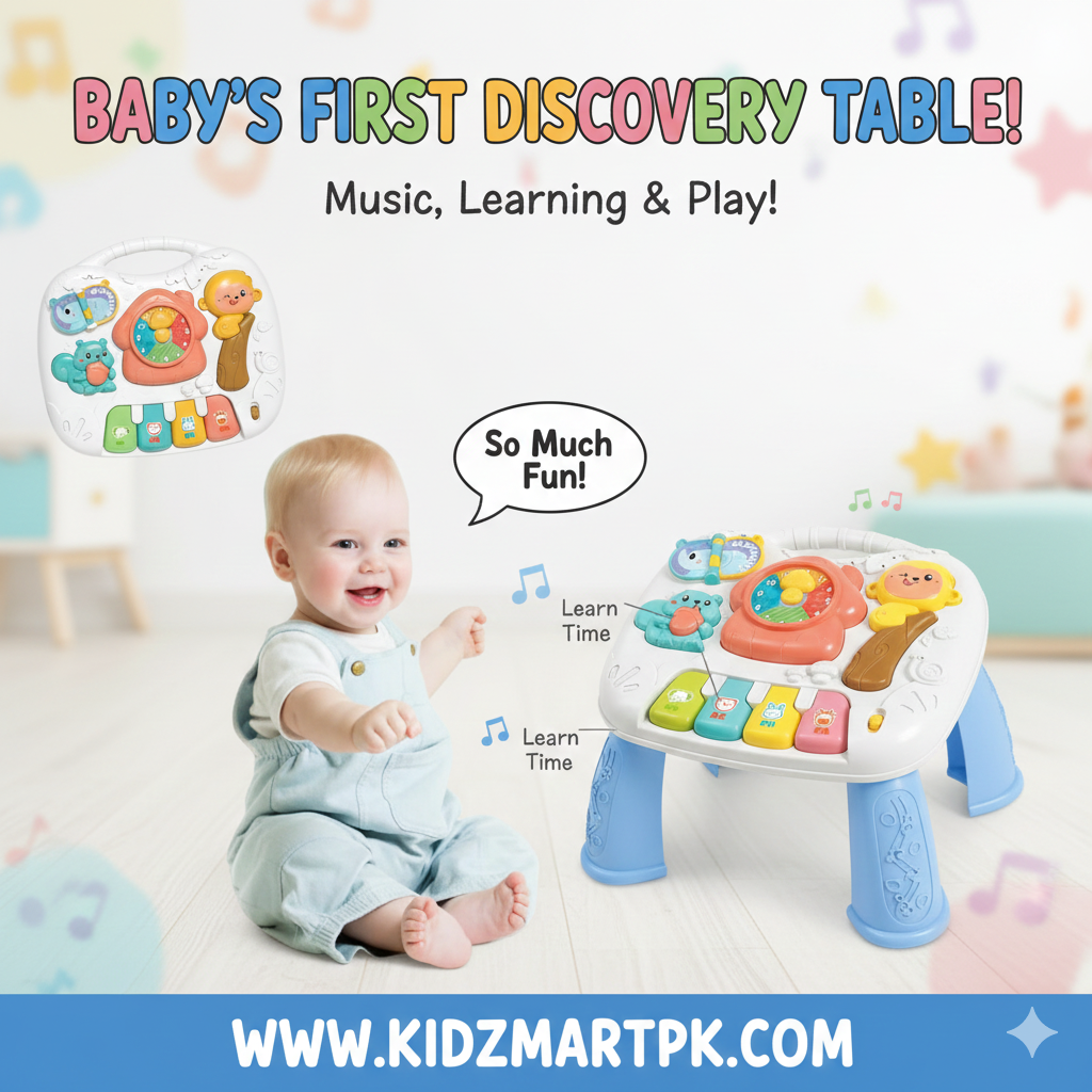 Infant Activity Table with Musical Piano and Clock