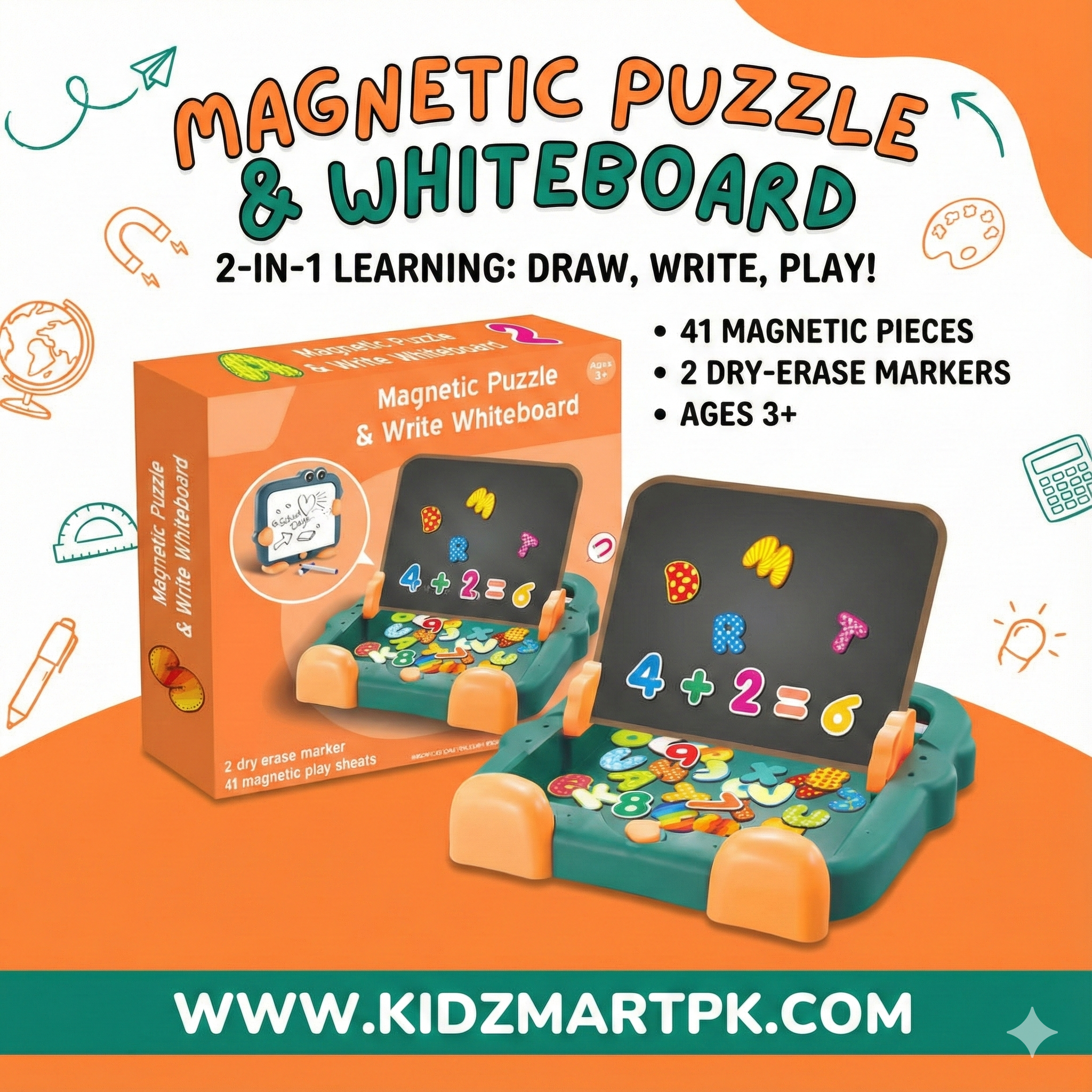 2-in-1 Magnetic Puzzle & Write Whiteboard