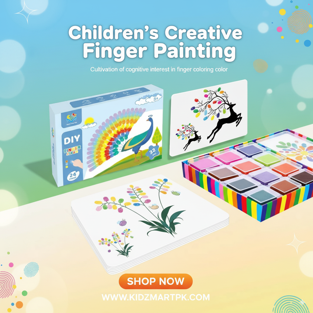 Finger Painting Coloring Book 32 Sheets & 24 Colors Set