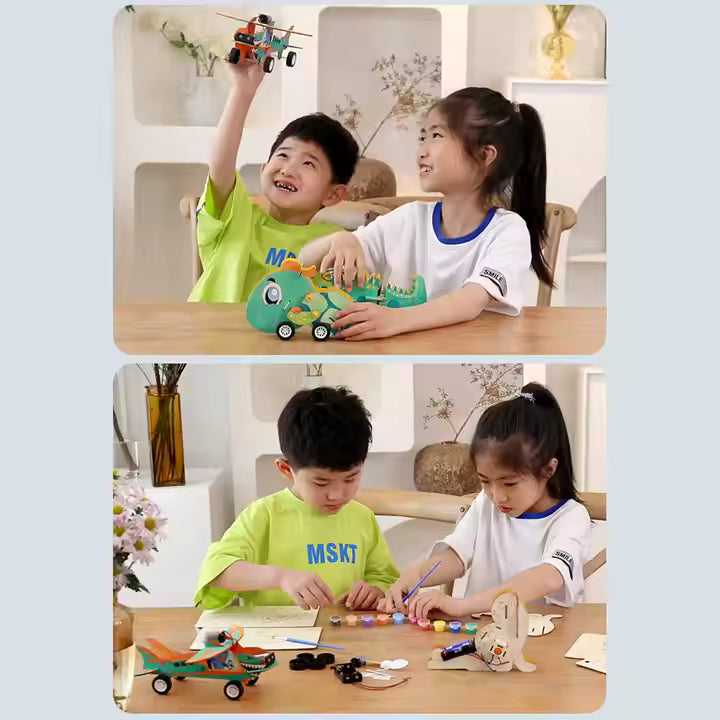 4-in-1 DIY Assembly Wooden Electric Puzzle Toy for Kids