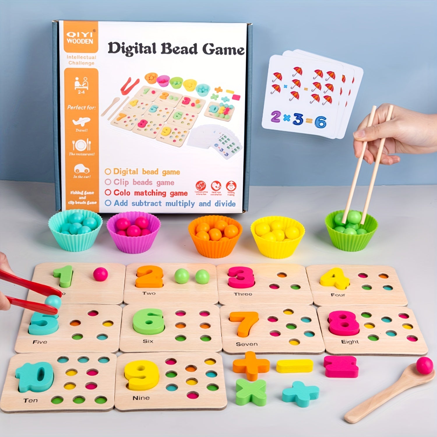 Montessori Numbers and Balls Math Board puzzle game